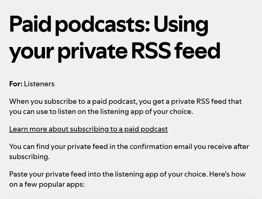 podcast rss feed private rss feed